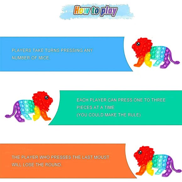Lion Rainbow Pop It Fidgets Toys - Picture 3 of 4